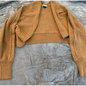 American Eagle women S wool blend Cropped Cardigan Sweater Camel